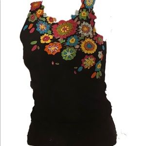 Floral crochet tank